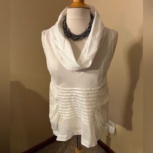 Walter Voulaz White Cotton Hi/Low Sleeveless Blouse Sz 40 (Small) EUC